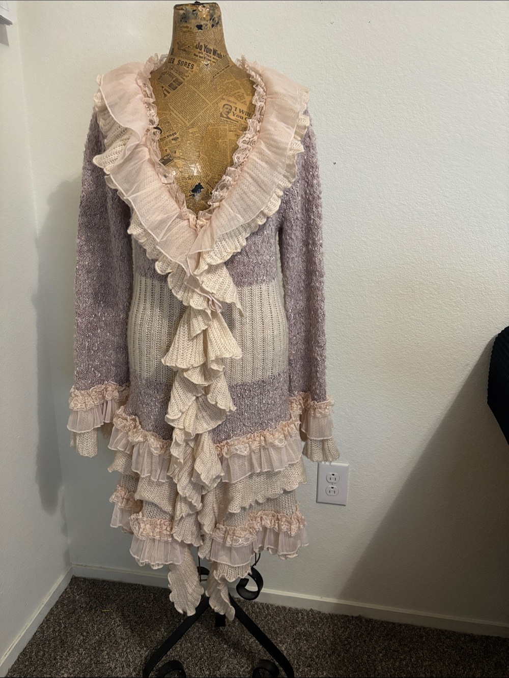 Cecico sweater dress cardigan w/button closure Steampunk Whimsygoth fairycore L